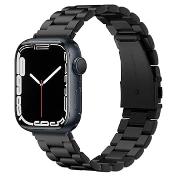 Spigen Modern Fit Strap Band for Apple Watch Ultra 3/2/1(49mm), Series 11/10(46mm), Series 9/8/7(45mm), SE3/SE2/SE/Series6/5/4(44mm), 3/2/1(42mm), Durable Elegance&Modern Aesthetic - Black