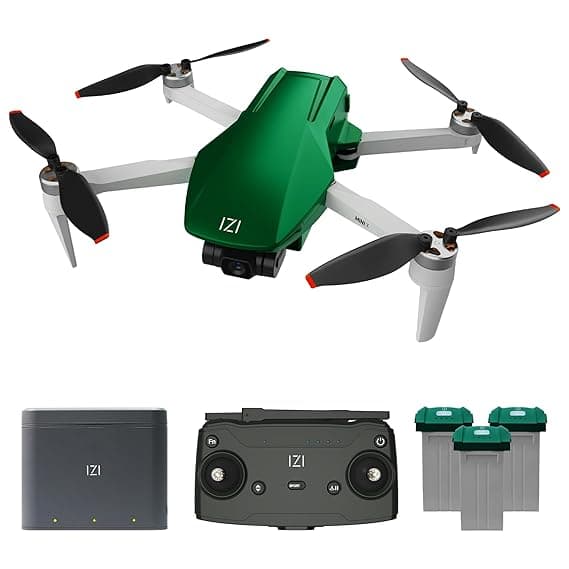 IZI Mini X Nano Fly More Combo 4K Drone with camera UHD 20MP CMOS, 93-min Flight Time, 4KM Live Video, GPS, 3-Axis Gimbal, 10+ Flight Modes, 3 x Smart Battery, Fast Tri-Charger, 249g