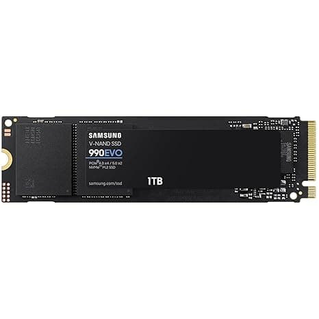Samsung 990 EVO SSD 1TB, PCIe 5.0 x2 M.2 2280, Speeds Up-to 5,000MB/s, Upgrade Storage for PC/Laptops, HMB Technology and Intelligent Turbowrite MZ-V9E1T0BW, Black