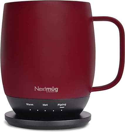 Nextmug - Temperature-Controlled, Self-Heating Coffee Mug (14 oz.) (Burgundy)