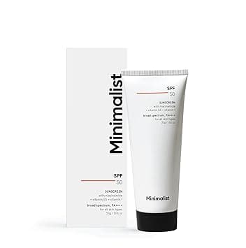 Minimalist Sunscreen SPF 50 PA+++ with Niacinamide & Multi-Vitamins | Clinically Tested in US (In-Vivo) | Lightweight with Multi-Vitamins | No White Cast | Broad Spectrum | Face Sunscreen for Men & Women | 30gm