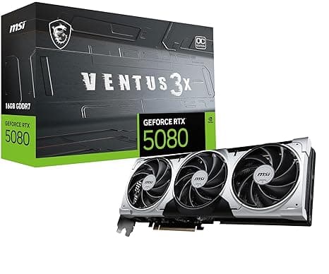 MSI Geforce RTX 5080 16G Ventus 3X OC Plus Graphic Card -pci_e NVIDIA Geforce RTX 5080 GPU, 16GB GDDR7 256-Bit Memory, 30 Gbps, PCI Express Gen 5 Interface, Upto 2640 Mhz, TORX Fan 5.0