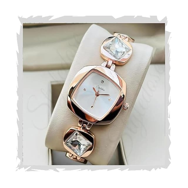 STYLEDOSE Luxury Dial in Square case with Ston Studded brecelet Strap Quartz Analogue Wrist Watches for Women's & Girls&Miss&Ladies