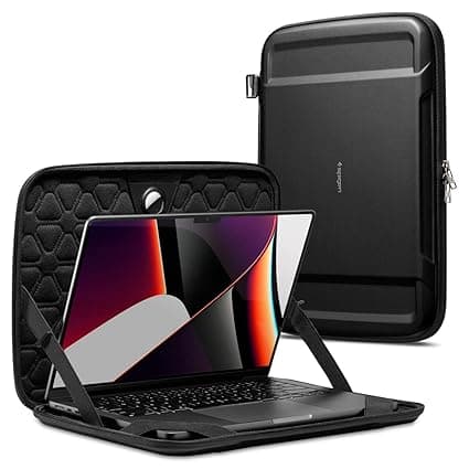 Spigen Rugged Armor Pro Hard Shell Protective Laptop Sleeve Compatible with MacBook Pro 16 inch and MacBook Air 15 inch M2 2023 - Black