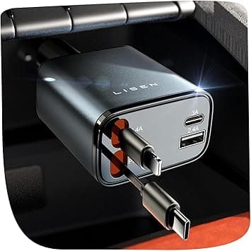 LISEN Retractable Car Charger, 69W USB C Car Accessories Adapter for iPhone 16 USB C Charger Fast Charging, Truck Accessories, Travel Essentials Gifts for Women Men, for iPhone 16 15 14 13 12 Pro Max