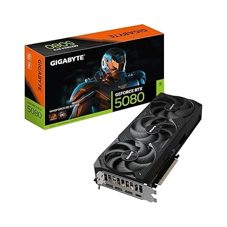 GIGABYTE Geforce RTX 5080 WINDFORCE OC SFF 16G Graphics Card, WINDFORCE Cooling System pci_e_x16, 16GB 256-Bit GDDR7, GV-N5080WF3OC-16GD Video Card