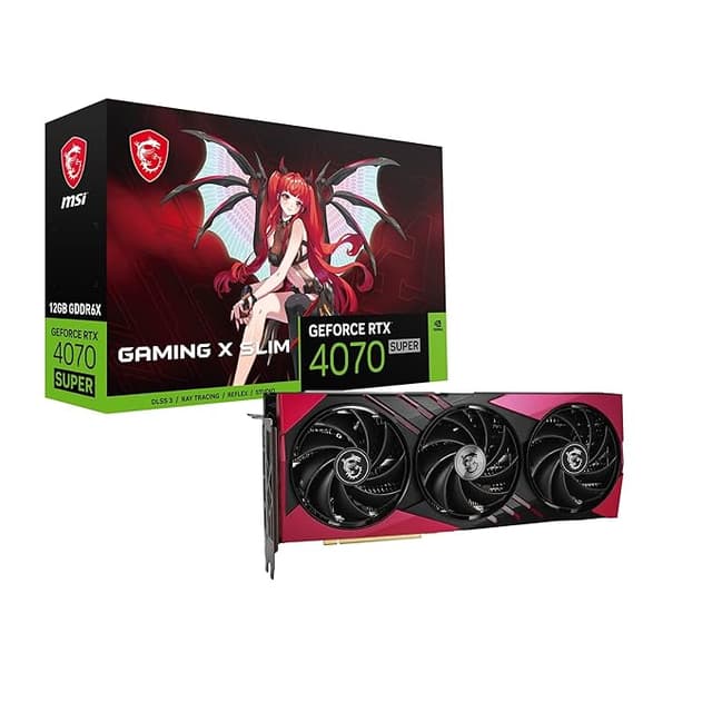 MSI Geforce RTX 4070 Super 12G Gaming X Slim MLG Graphic Card - NVIDIA Geforce RTX 4070 Super Gpu, 12GB GDDR6X 192-Bit Memory, 21 Gbps, Pci_E 4 Interface, Upto 2640 Mhz, TORX Fan 5.0