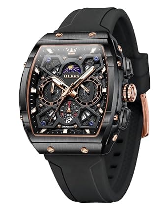 OLEVS Watch for Men Chronograph Analog Quartz Original Stylish Mens Watches 3ATM Waterproof Square Large Dial Branded Wrist Watch for Man