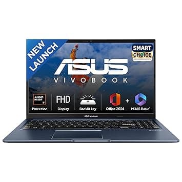 ASUS Vivobook 15, Smartchoice, AMD Ryzen 7 5825U, 16GB RAM, 512GB SSD, FHD 15.6", Windows 11, Office Home 2024, Quiet Blue, 1.7Kg, M1502YA-BQ703WS, AMD Radeon iGPU, M365 Basic (1Year)*, 42Whr Laptop