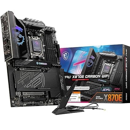 MSI MPG X870E Carbon WiFi Motherboard, ATX - Supports AMD Ryzen 9000/8000/7000 Series Processors, AM5, DDR5 Memory Boost 8400+MHz/OC, 3 x PCIe 5.0 x16, 1 x M.2 Gen5, Wi-Fi 7