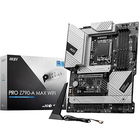 MSI PRO Z790-A MAX WiFi Motherboard, ATX - Supports 14th/13th/12th Gen Intel Core Processors, LGA 1700, DDR5 Memory Boost 7800+MHz/OC, PCIe 5.0 & 4.0 x16, 4 x M.2 Gen4, Wi-Fi 7, 2.5G LAN