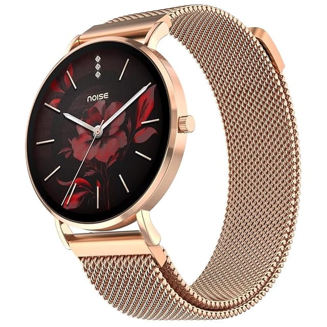 Noise Diva 2 Fashion Smart Watch for Women - Sleekest Dial, 36mm AMOLED Display, Snug Fit, Improved Female Cycle Tracker, BT Calling, Sleep Tracking, AI Voice Assistant, Password Protection-Rose Link