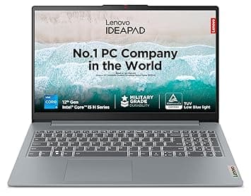 Lenovo IdeaPad Slim 3, 12th Gen Intel Core i5-12450H (16GB LPDDR5, 512GB SSD), Anti-glare, FHD 15.6"(39.6cm), Win 11, Office Home 2024, Arctic Grey, 1.62Kg, 83ER00MDIN, Thin & Light, Backlit KB Laptop