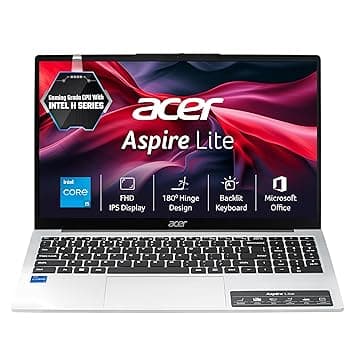 acer Aspire Lite 12th Gen Intel Core i5-12450H, Office 2024 + M365 Basic, 16GB RAM/512GB SSD, 39.62cm(15.6") FHD IPS Display Win11H, Pure Silver, 1.7KG,AL15-52H, Backlit KB, Thin & Light Laptop