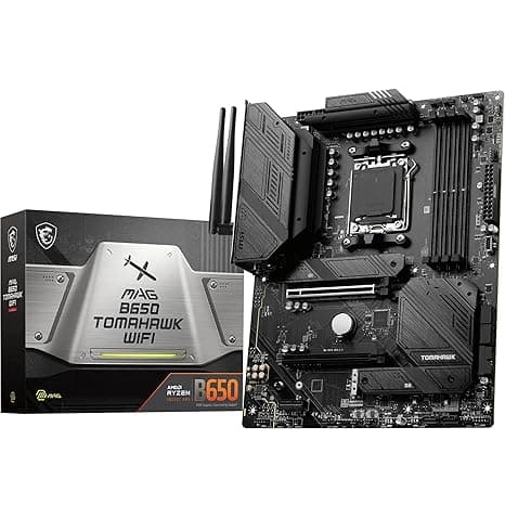 MSI MAG B650 Tomahawk WiFi Motherboard, ATX - Supports AMD Ryzen 7000 Series Processors, AM5-14 Duet Rail 80A VRM, DDR5 Memory Boost 6400+MHz/OC, 2 x PCIe 4.0 x16, 3 x M.2 Gen4