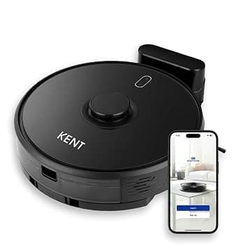 KENT RoboKlean R1 Black 2-in-1 AI Robotic Vacuum Cleaner & Mop, 8500Pa Suction, 5200mAh Battery, 3D Mapping, Laser Navigation, Wet & Dry Cleaning, 260 Minutes Run-Time, Floor & Carpet, Anti Fall