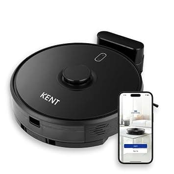 KENT RoboKlean R1 Black 2-in-1 AI Robotic Vacuum Cleaner & Mop, 8500Pa Suction, 5200mAh Battery, 3D Mapping, Laser Navigation, Wet & Dry Cleaning, 260 Minutes Run-Time, Floor & Carpet, Anti Fall