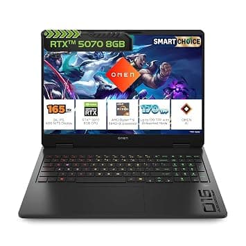 HP Omen Smartchoice, AMD Ryzen 9 8940HX, 8GB RTX 5070, 24GB DDR5(Upgradeable) 1TB SSD, 240Hz, 2k WUXGA, 3ms, 400 nits, 16''/40.6cm, Win11, M365*Office24, Black, 2.44kg, ap0182AX, RGB, AI Gaming Laptop