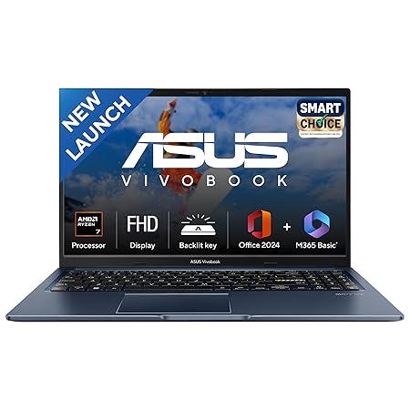 ASUS Vivobook 15, Smartchoice, AMD Ryzen 7 5825U, 16GB RAM, 512GB SSD, FHD 15.6", Windows 11, Office Home 2024, Quiet Blue, 1.7Kg, M1502YA-BQ703WS, AMD Radeon iGPU, M365 Basic (1Year)*, 42Whr Laptop