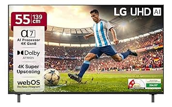 LG 139 cm (55 inches) UA82 AI Series 4K Ultra HD (3840 x 2160) Smart webOS LED TV 55UA82006LA