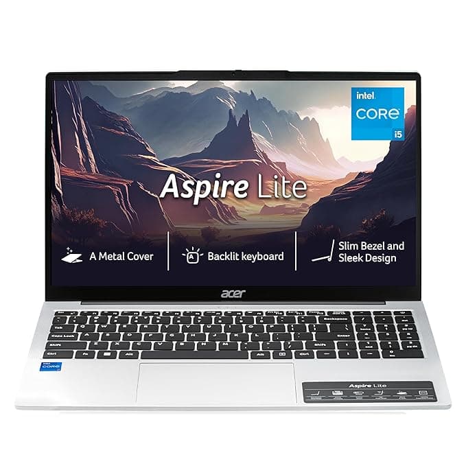 acer Aspire Lite, 12th gen, Intel Core i5-12450H Processor, 16 GB, 512GB, Full HD IPS, 15.6"/39.62 cm, Windows 11 Home, MSO, Pure Silver, 1.70 kg, AL15-52H, Backlit Keyboard