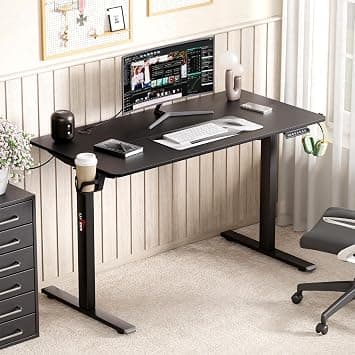 Lukzer Electric Automatic Height Adjustable Sit Stand Desk | Ergonomic Study Table with Digital Display & Memory Preset Option for Home & Office (EST-003/Black & Black/120 x 60 cm) 3 Years Warranty